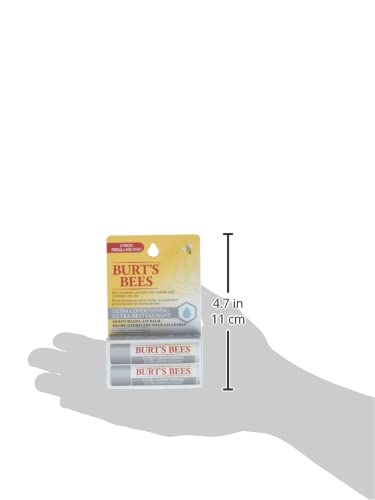 Burt's Bees Hydrating Lip Balm for Dry Chapped and Cracked Lips 100% Natural Origin, Ultra Conditioning with Kokum Butter, Shea Butter, and Cocoa Butter, Unscented, 2 Tubes