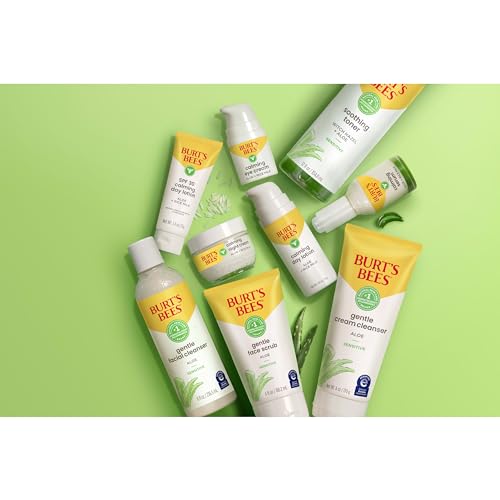 Burt's Bees Sensitive Hydrating Gentle Daily Face Cream Moisturizer Face Lotion for Sensitive Skin with Aloe and Rice Milk, 98.9% Natural Origin, Developed with Dermatologists, 51g