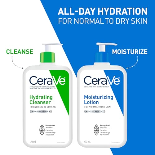 CeraVe Moisturizing Lotion, Daily Lightweight Lotion with Hyaluronic Acid & Ceramides for Women and Men. Suitable for Dry & Sensitive Skin, Fragrance-Free, Non-Comedogenic & Allergy Tested, 473 mL