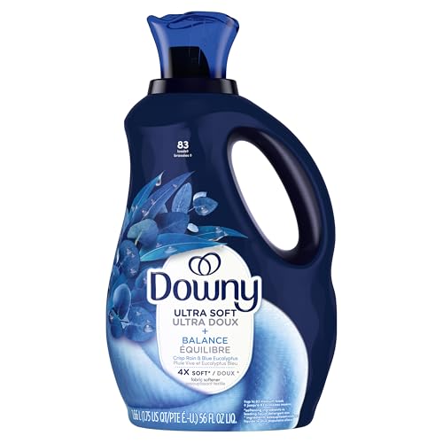 Downy Ultra Soft Fabric Softener Liquid, Balance, Crisp Rain and Blue Eucalyptus, 2.76L