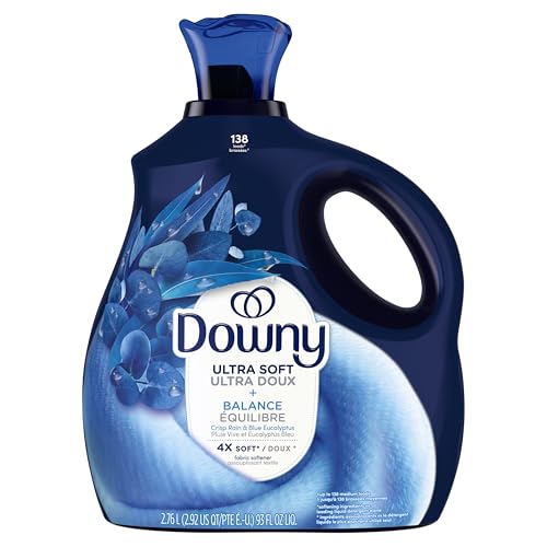 Downy Ultra Soft Fabric Softener Liquid, Balance, Crisp Rain and Blue Eucalyptus, 2.76L