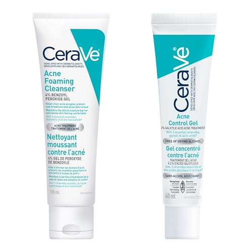 CeraVe 4% Benzoyl Peroxide ACNE Treatment Foaming Cleanser Face & Body Wash, with Hyaluronic Acid and Niacinamide. Helps Clear Acne Pimples and prevent breakouts. Gentle Gel, Fragrance-Free, 150ML
