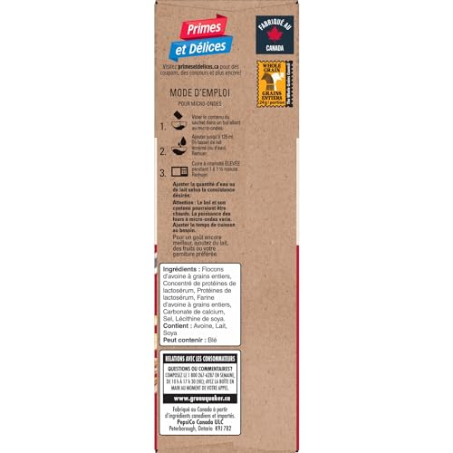 Quaker High Fibre Wild Berry Medley Instant Oatmeal, 8 Packets, 304g