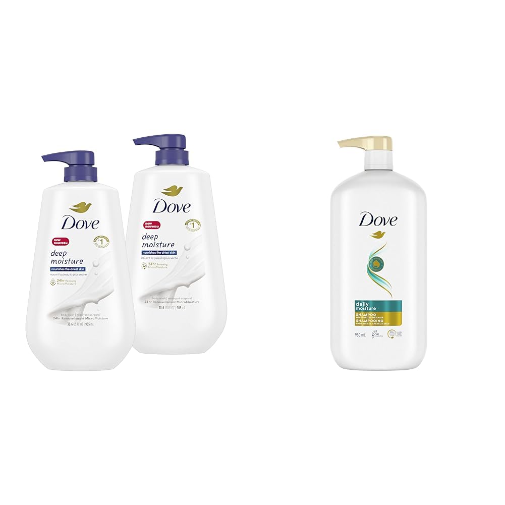 Dove Deep Moisture Body Wash with Pump, for nourishing the driest skin, 905ml (Pack of 2)