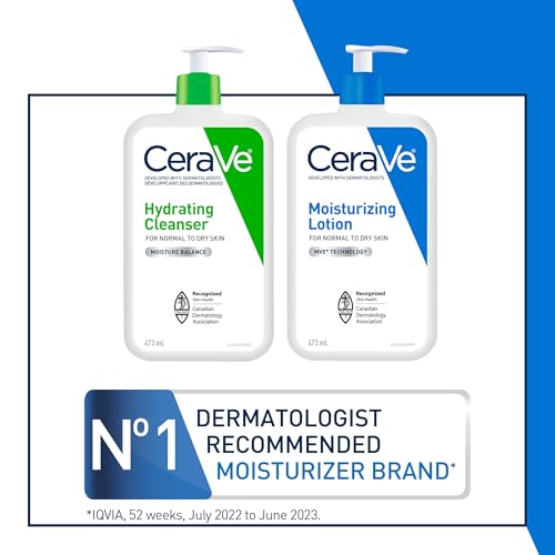 CeraVe Moisturizing Lotion, Daily Lightweight Lotion with Hyaluronic Acid & Ceramides for Women and Men. Suitable for Dry & Sensitive Skin, Fragrance-Free, Non-Comedogenic & Allergy Tested, 473 mL
