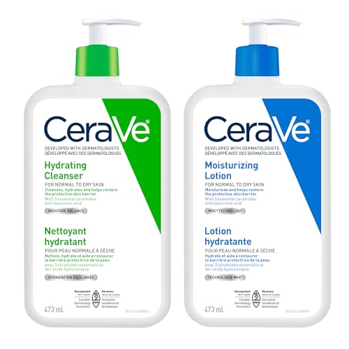 CeraVe Moisturizing Lotion, Daily Lightweight Lotion with Hyaluronic Acid & Ceramides for Women and Men. Suitable for Dry & Sensitive Skin, Fragrance-Free, Non-Comedogenic & Allergy Tested, 473 mL