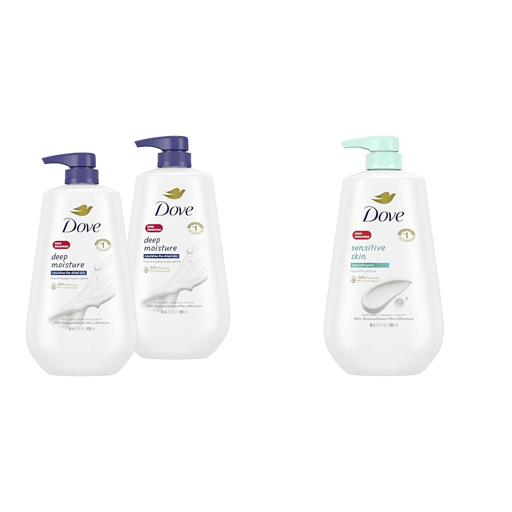 Dove Deep Moisture Body Wash with Pump, for nourishing the driest skin, 905ml (Pack of 2)