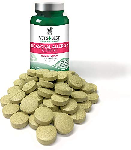 Vet’s Best Seasonal Allergy Relief | Dog Allergy Supplement | Relief from Dry or Itchy Skin | 60 Chewable Tablets