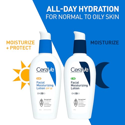 CeraVe Facial Moisturizer with SPF 30. Face Sunscreen Lotion with Hyaluronic Acid, Niacinamide & Ceramides for Women & Men. Oil-free, normal to dry skin. Verified Extended Use Date, Travel Size 89ML