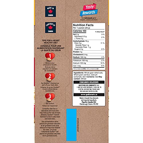 Quaker Maple & Brown Sugar Flavour Instant Oatmeal, 18 Packets, 774g