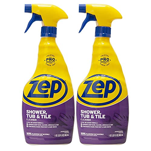 Zep Shower Tub and Tile Cleaner 32 Ounce ZUSTT32 (Case of 4) - No Scrub Pro Formula Breaks up Tough Buildup on Contact