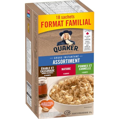 Quaker Maple & Brown Sugar Flavour Instant Oatmeal, 18 Packets, 774g