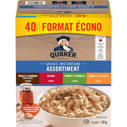 Quaker Maple & Brown Sugar Flavour Instant Oatmeal, 18 Packets, 774g