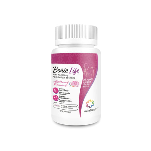 NutraBlast Boric Acid Vaginal Suppositories - 100% Pure Made in USA - Boric Life Intimate Health Support (30 Count)