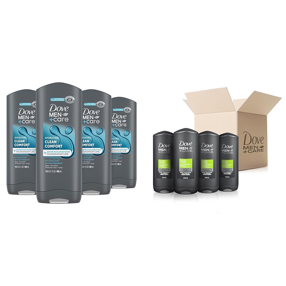 Dove Men+Care Body + Face Wash, Clean Comfort, Hydrating with 24hr Nourishing Micromoisture Technology, 400ml, Pack of 4