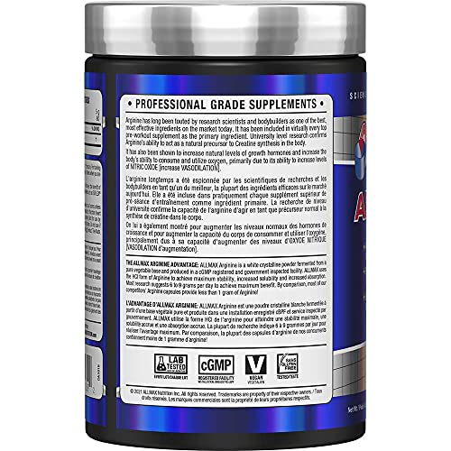 ALLMAX Nutrition Arginine Hcl - Maximum Strength + Absorption - Pharmaceutical Grade, 400g