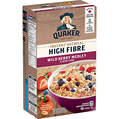 Quaker High Fibre Wild Berry Medley Instant Oatmeal, 8 Packets, 304g