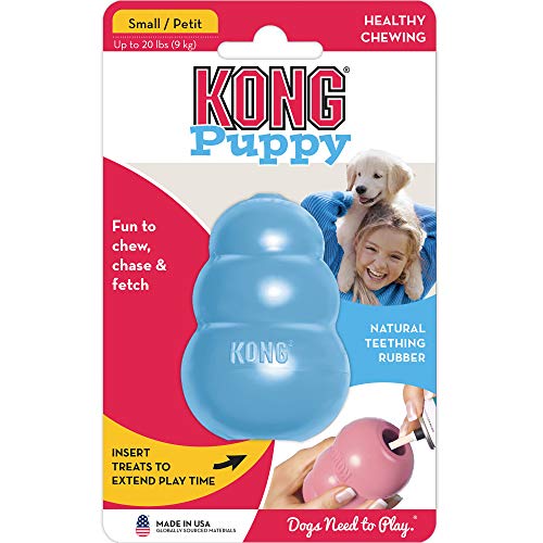 KONG Puppy Toy Natural Teething Rubber -Fun to Chew, Chase & Fetch- For Large Puppies (Color May Vary)
