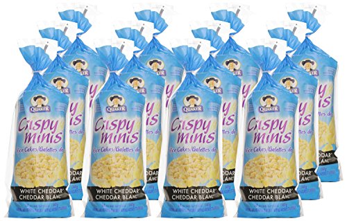 Quaker Crispy Minis White Cheddar Flavour Large Brown Rice Cakes, Multi-Pack, 140g (Pack of 12)