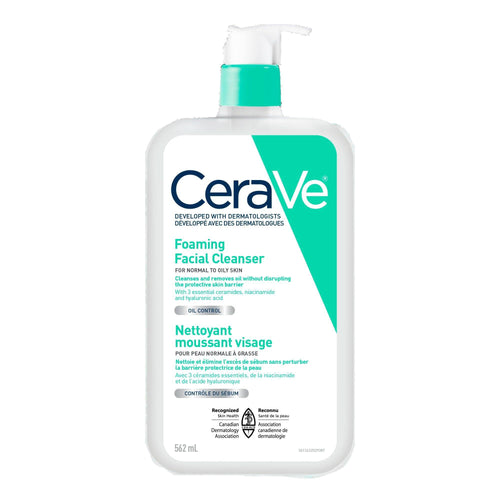 CeraVe FOAMING Face Cleanser, Gentle Face Wash with Hyaluronic Acid, Niacinamide, Ceramides. Makeup Remover for oily skin, won’t clog pores. Oil & sebum control. Non-Comedogenic, Sensitive Skin, Men & Women, 562ML