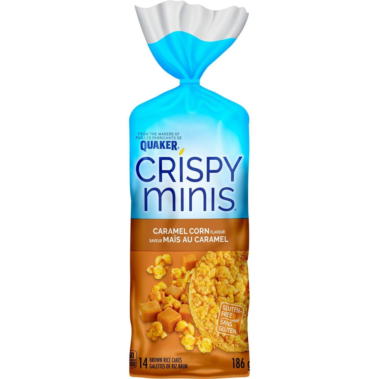 Quaker Crispy Minis White Cheddar Flavour Large Brown Rice Cakes, Multi-Pack, 140g (Pack of 12)