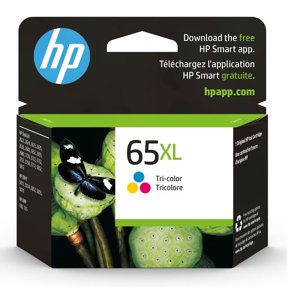 Original HP 65XL Black High-yield Ink Cartridge | Works with HP AMP 100 Series, HP DeskJet 2600, 3700 Series, HP ENVY 5000 Series | Eligible for Instant Ink | N9K04AN