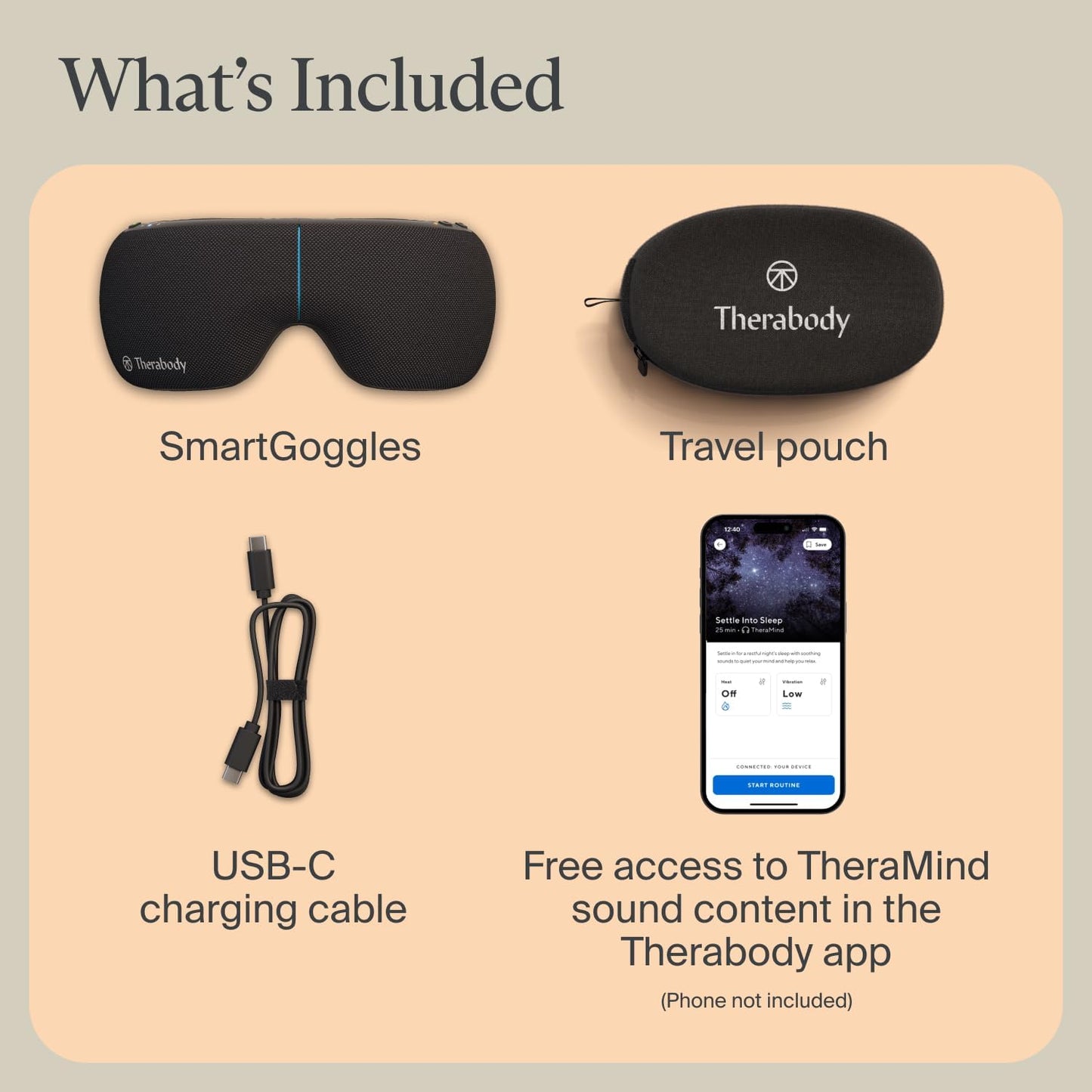 Therabody SmartGoggles 2.0 Heated Eye Mask & Eye Massager - Blackout Sleep Mask & Temple Massage for Personalized Relaxation, Stress Relief & Headache Relief