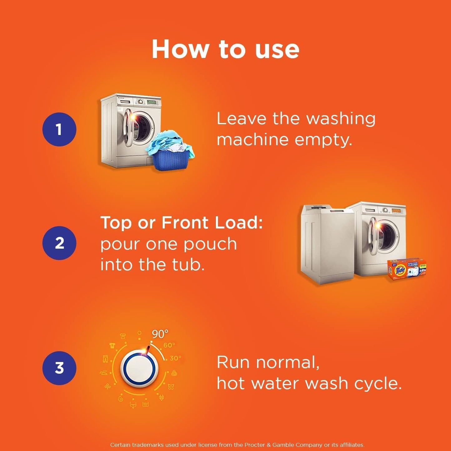 Tide Washing Machine Cleaner, Washer Machine Cleaner, Front & Top Loader Machines, 3 Count (Pack of 1)