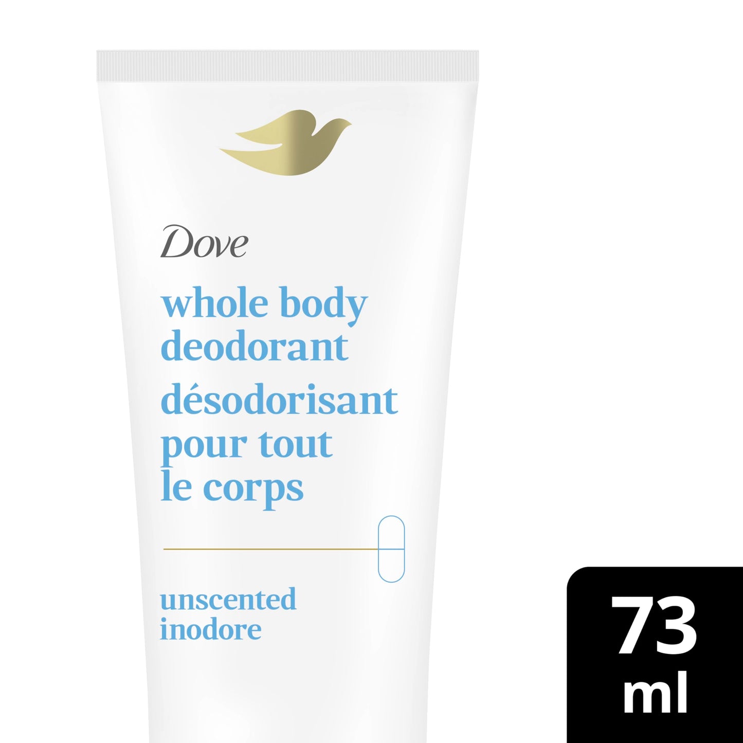 Dove Whole Body Deodorant Cream Aluminum Free Deodorant for Women Coconut & Vanilla Scent for Pits, Privates, & Thighs to Toes 73 ml