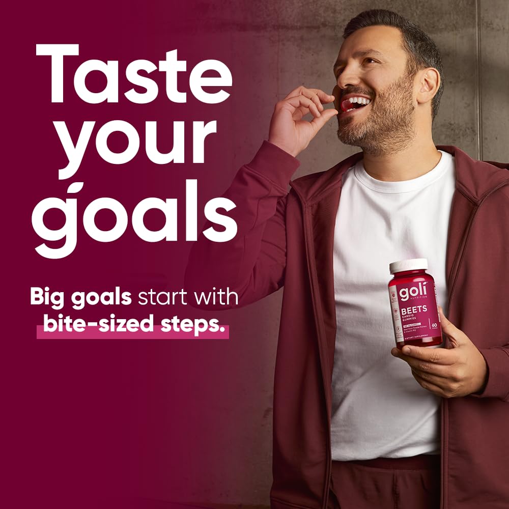 Goli Nutritional Supplement, Beets Cardio Gummy - 60 Count - 100mg CoQ10 & Beet Root Extract - Gluten-Free, Vegan, Non-GMO, and Gelatin-Free. Nature's Great Superfood.