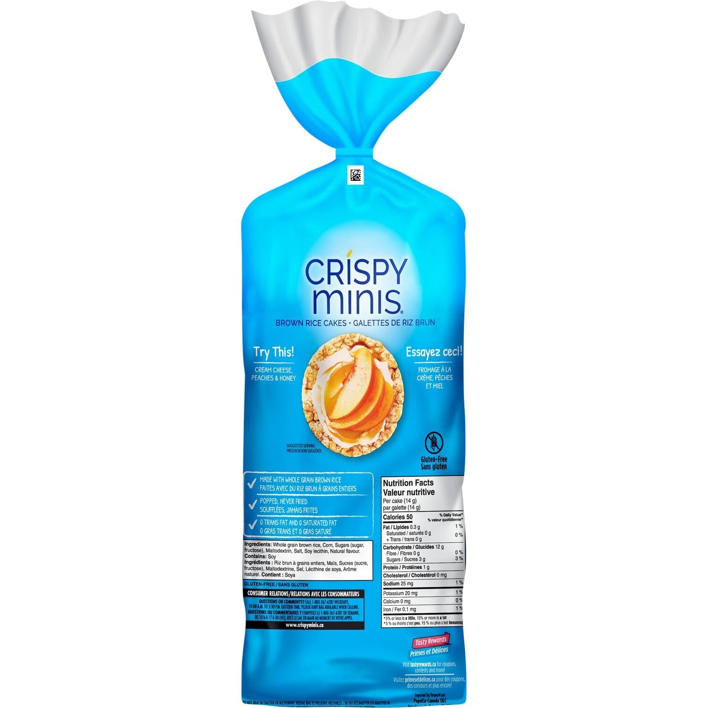 Quaker Crispy Minis White Cheddar Flavour Large Brown Rice Cakes, Multi-Pack, 140g (Pack of 12)