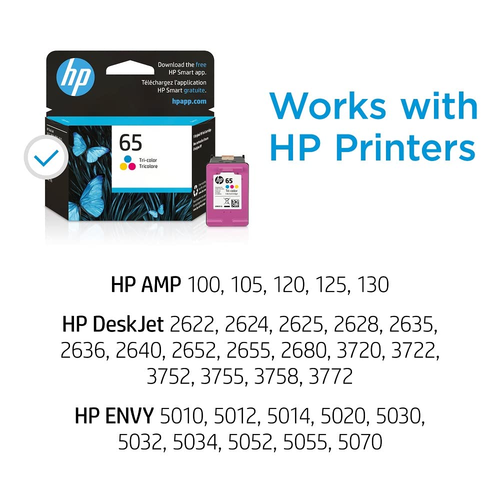 Original HP 65XL Black High-yield Ink Cartridge | Works with HP AMP 100 Series, HP DeskJet 2600, 3700 Series, HP ENVY 5000 Series | Eligible for Instant Ink | N9K04AN