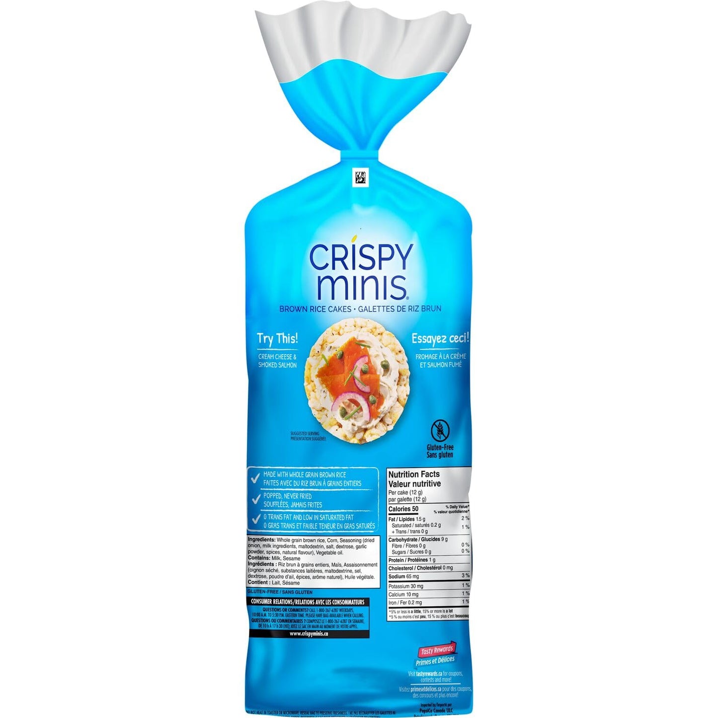 Quaker Crispy Minis White Cheddar Flavour Large Brown Rice Cakes, Multi-Pack, 140g (Pack of 12)