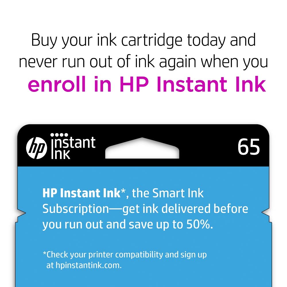 Original HP 65XL Black High-yield Ink Cartridge | Works with HP AMP 100 Series, HP DeskJet 2600, 3700 Series, HP ENVY 5000 Series | Eligible for Instant Ink | N9K04AN