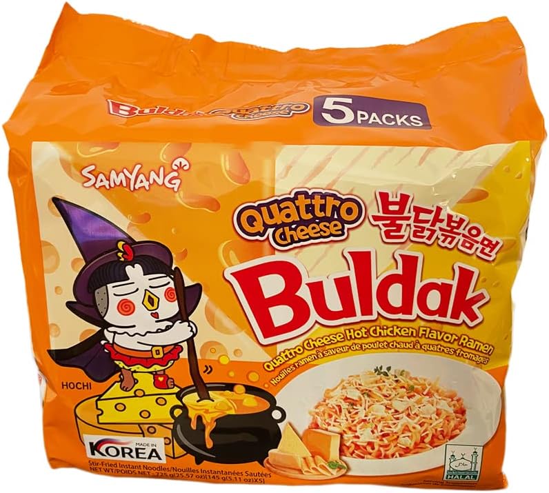 New Samyang Buldak Quattro Cheese Hot Chicken Flavor Ramen Pack of 5