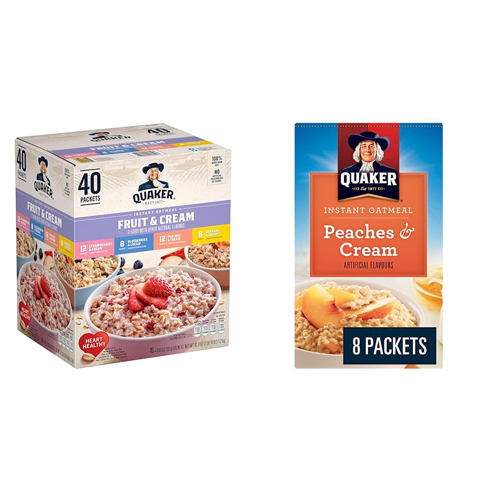 Quaker Instant Oatmeal Fruit and Cream Flavors 40 X 1.05 Ounce Net Wt 42.3 Ounce, 1200.0 g (Pack of 1)