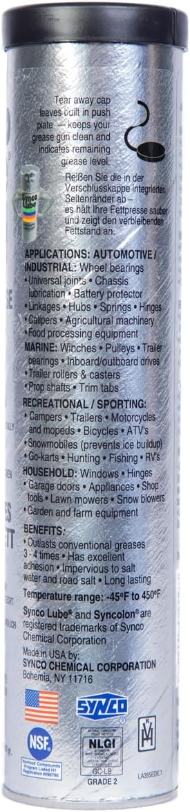 Super Lube 41150 Synthetic Grease (NLGI 2), 14.1 oz Cartridge