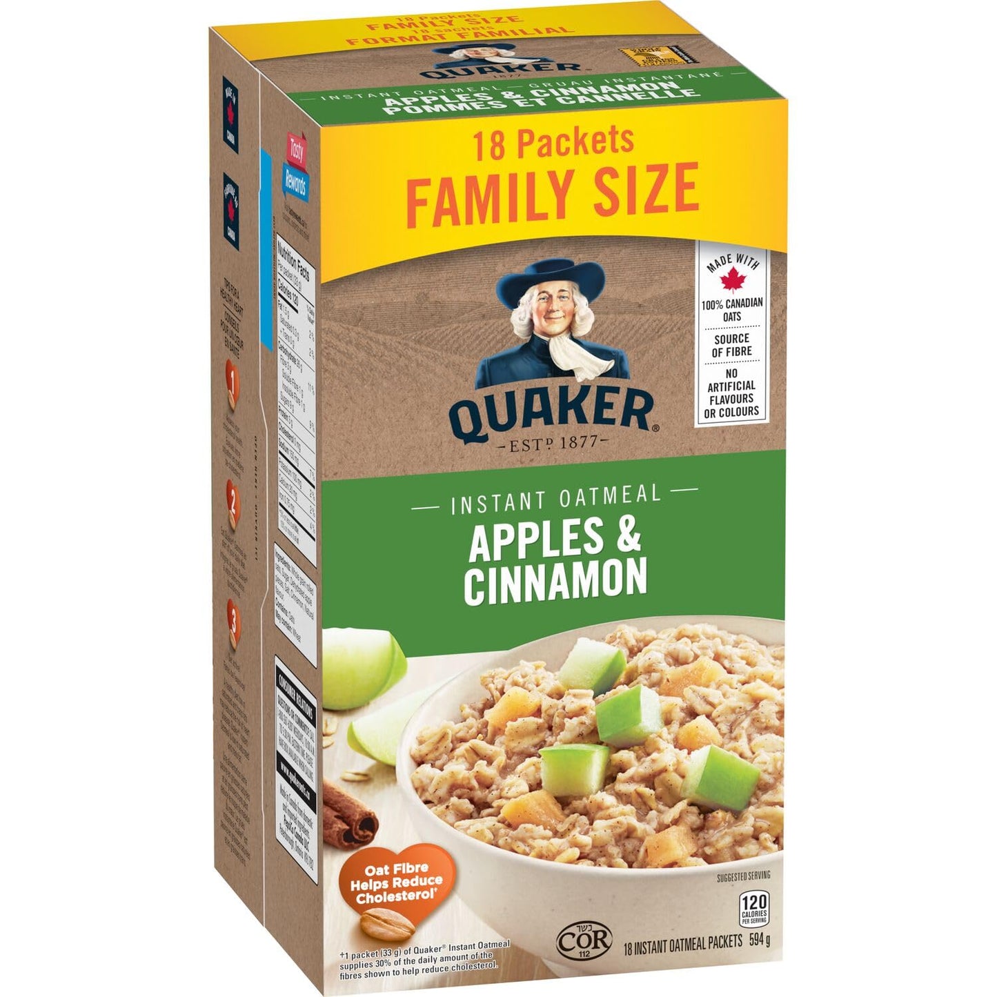 Quaker Maple & Brown Sugar Flavour Instant Oatmeal, 18 Packets, 774g