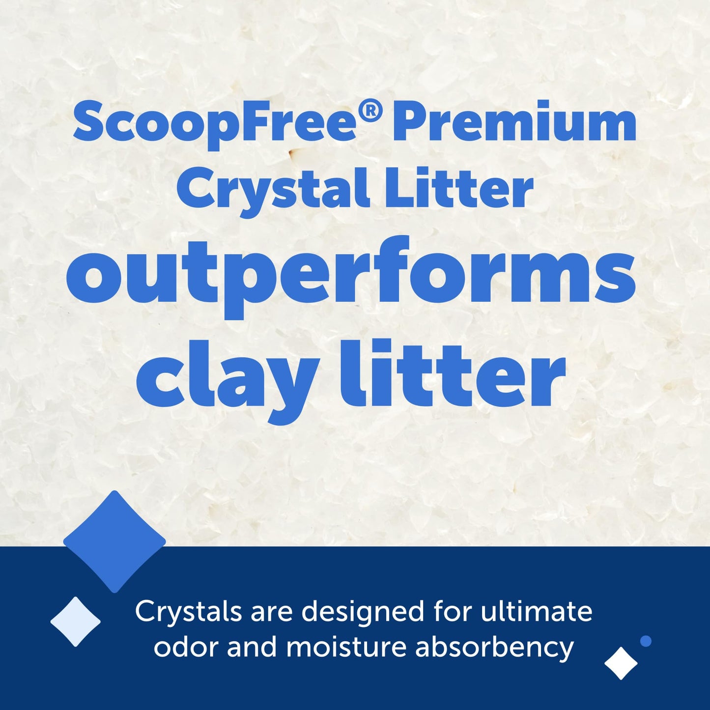 PetSafe ScoopFree Premium Blue Crystal Litter, Superior Odor Control - Low Tracking for Less Mess - Lasts Up to 1 Month (2 Pack of 4.3 Lb Bag)