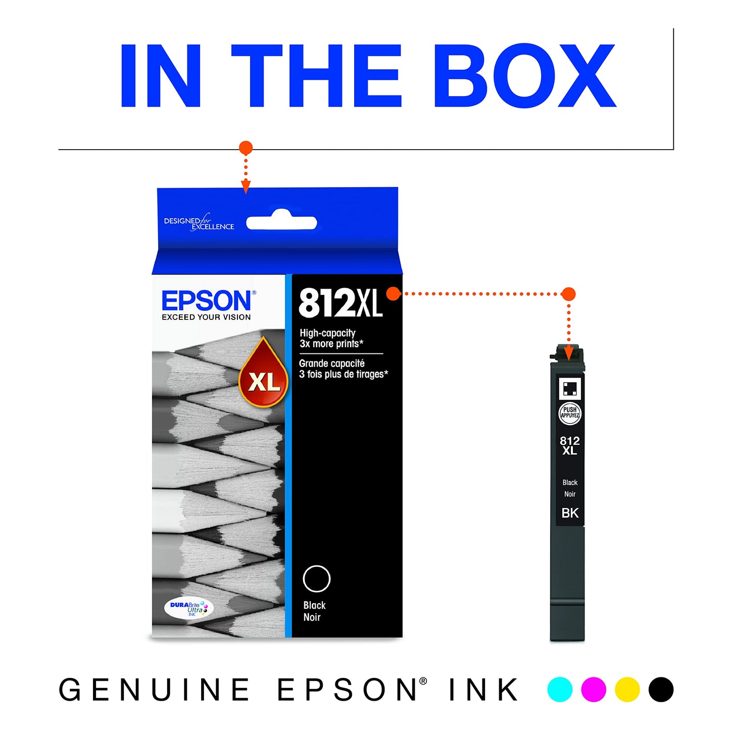 Epson T812 High Capacity Black and Standard Capacity Colour Combo (CMY) Pack Ink