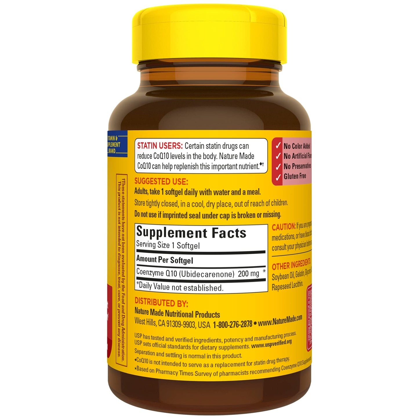 Nature Made CoQ10 200mg, Dietary Supplement for Heart Health Support, 105 Softgels, 105 Day Supply