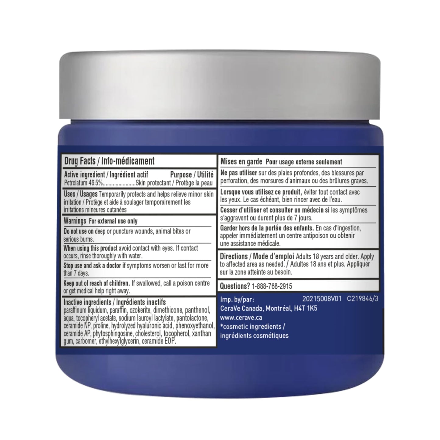 CeraVe Healing Ointment, Moisturizing Petrolatum Skin Protectant for Dry Skin with Hyaluronic Acid and Ceramides, Multi-Purpose Face, Body & Lip Balm, Lanolin-Free & Fragrance-Free, 85 g
