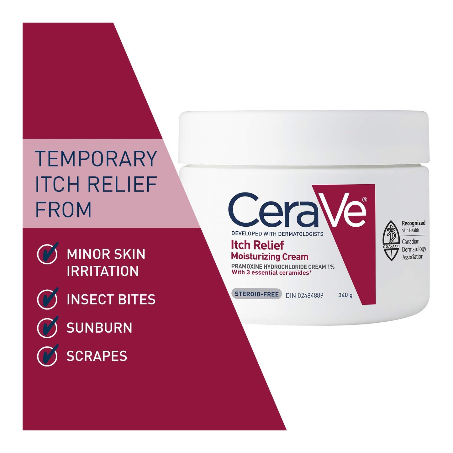 CeraVe Itchy Skin Relief Moisturizing Lotion. For Dry & Eczema-prone skin. Anti-itch cream for minor skin irritations, sunburn relief, insect bug bites & scrapes, 1% Pramoxine. Fragrance Free, 237ML