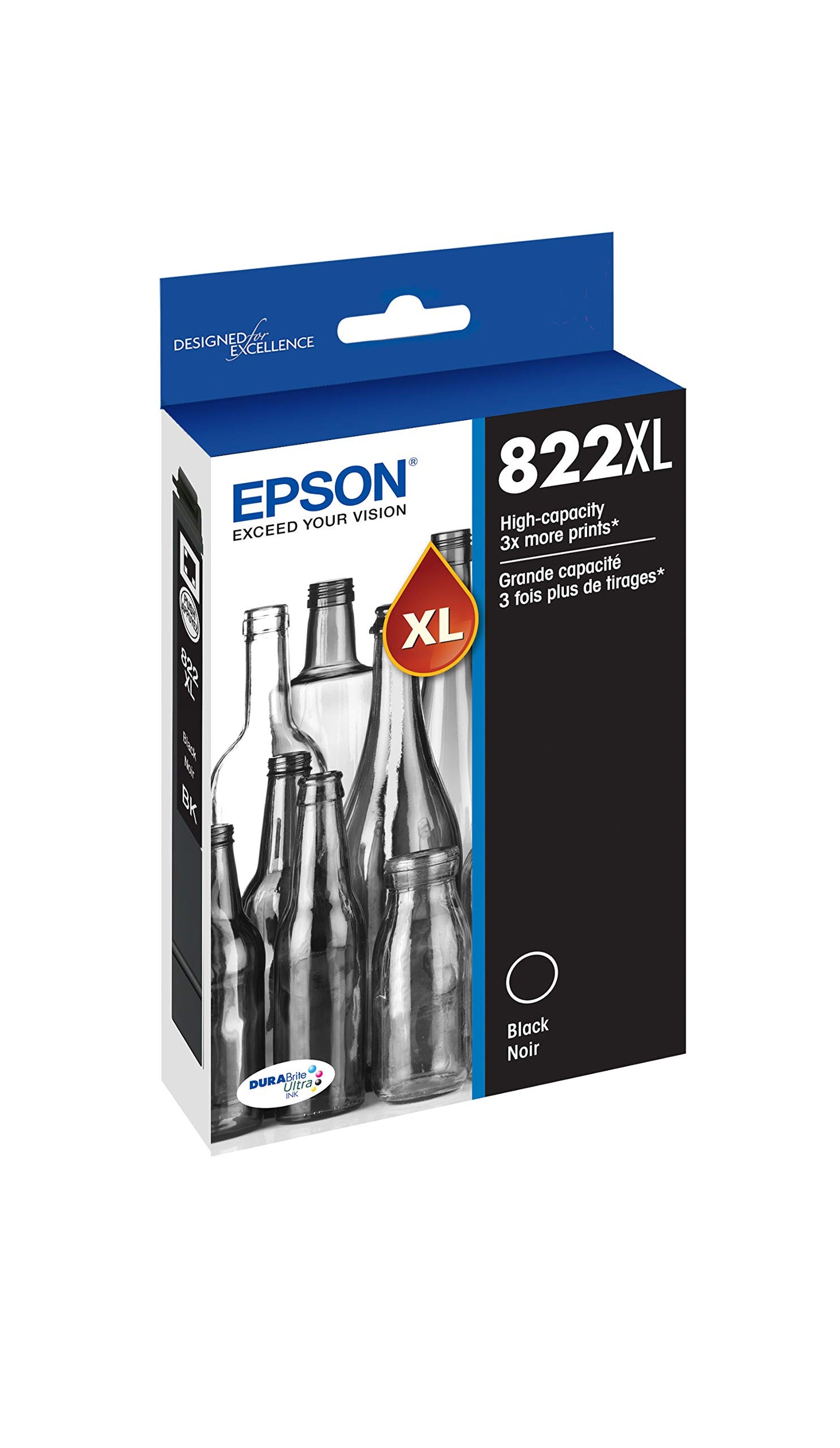 EPSON 822 DURABrite Ultra Ink Standard Capacity Cartridge Combo Pack (T822520-S) Works with WorkForce Pro WF-3820, WF-3823, WF-4820, WF-4830, WF-4833, WF-4834, Color - Cyan, Magenta, Yellow Jaune