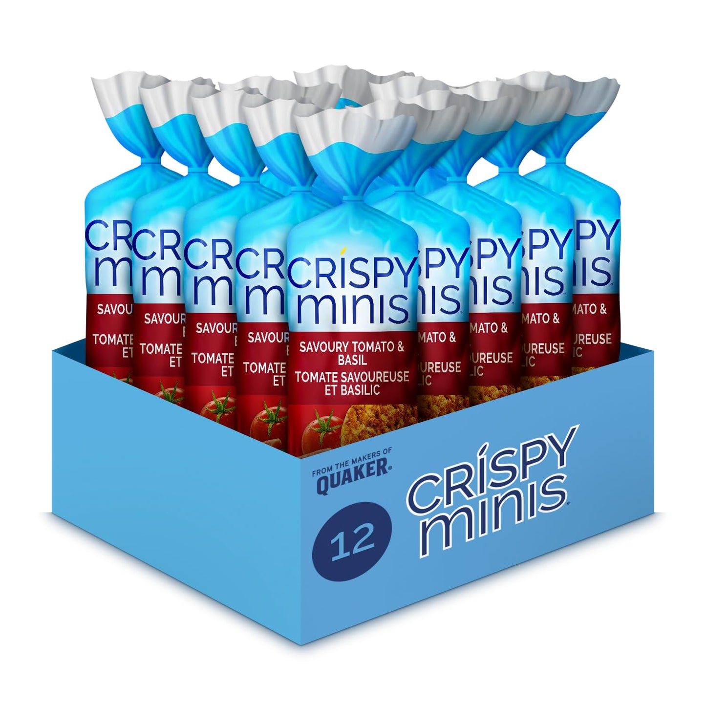 Quaker Crispy Minis White Cheddar Flavour Large Brown Rice Cakes, Multi-Pack, 140g (Pack of 12)