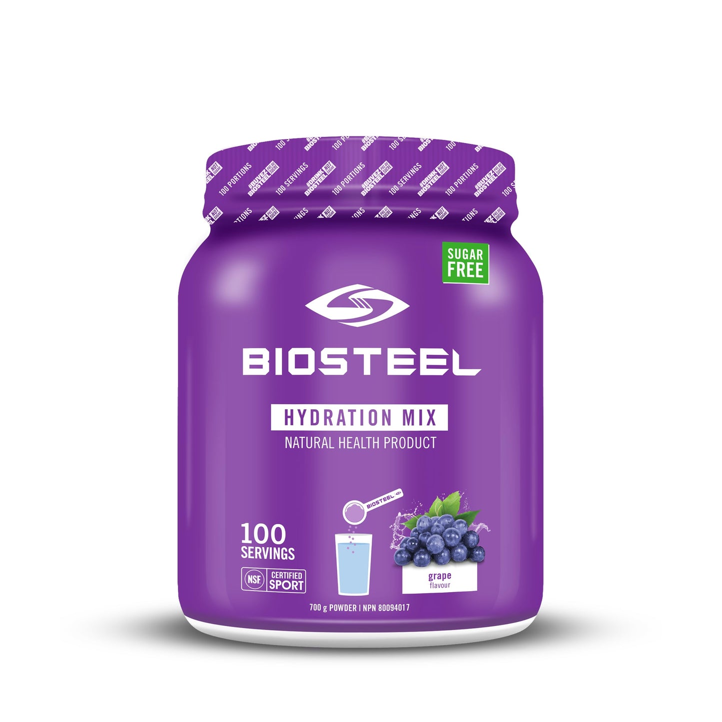BioSteel Hydration Mix, Great Tasting Hydration with Zero Sugar, and No Artificial Flavours or Preservatives, Grape Flavour, 45 Servings per Tub