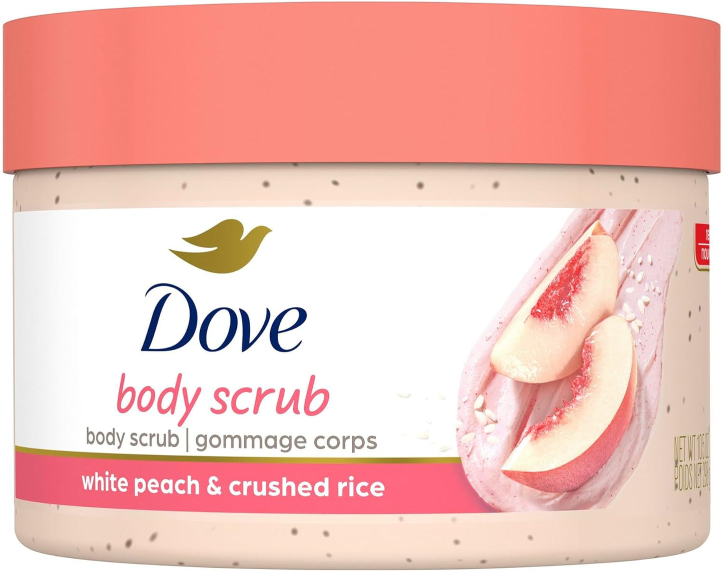 Dove Body Scrub for Silky Smooth Skin White Peach & Crushed Rice Exfoliating Body Scrub that Restores Skin's Natural Nutrients