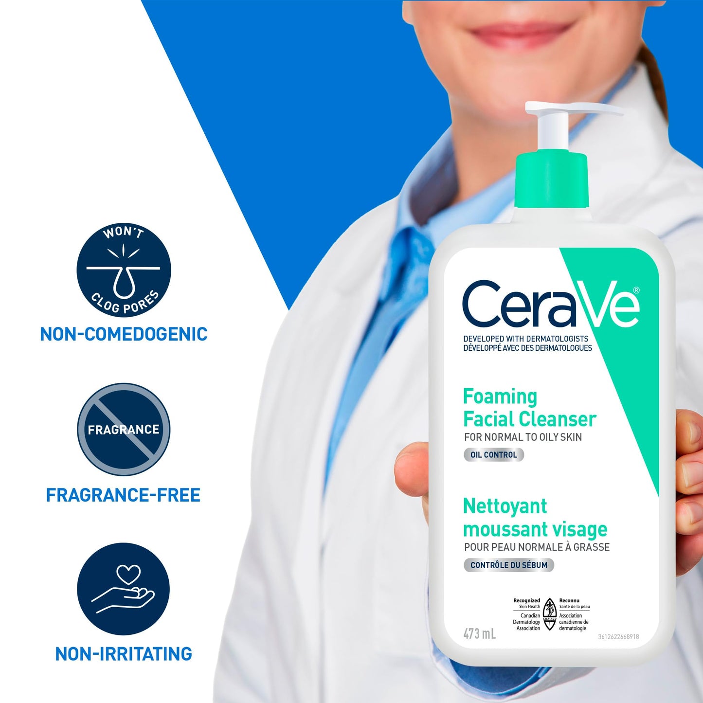 CeraVe FOAMING Face Cleanser, Gentle Face Wash with Hyaluronic Acid, Niacinamide, Ceramides. Makeup Remover for oily skin, won’t clog pores. Oil & sebum control. Non-Comedogenic, Sensitive Skin, Men & Women, 562ML
