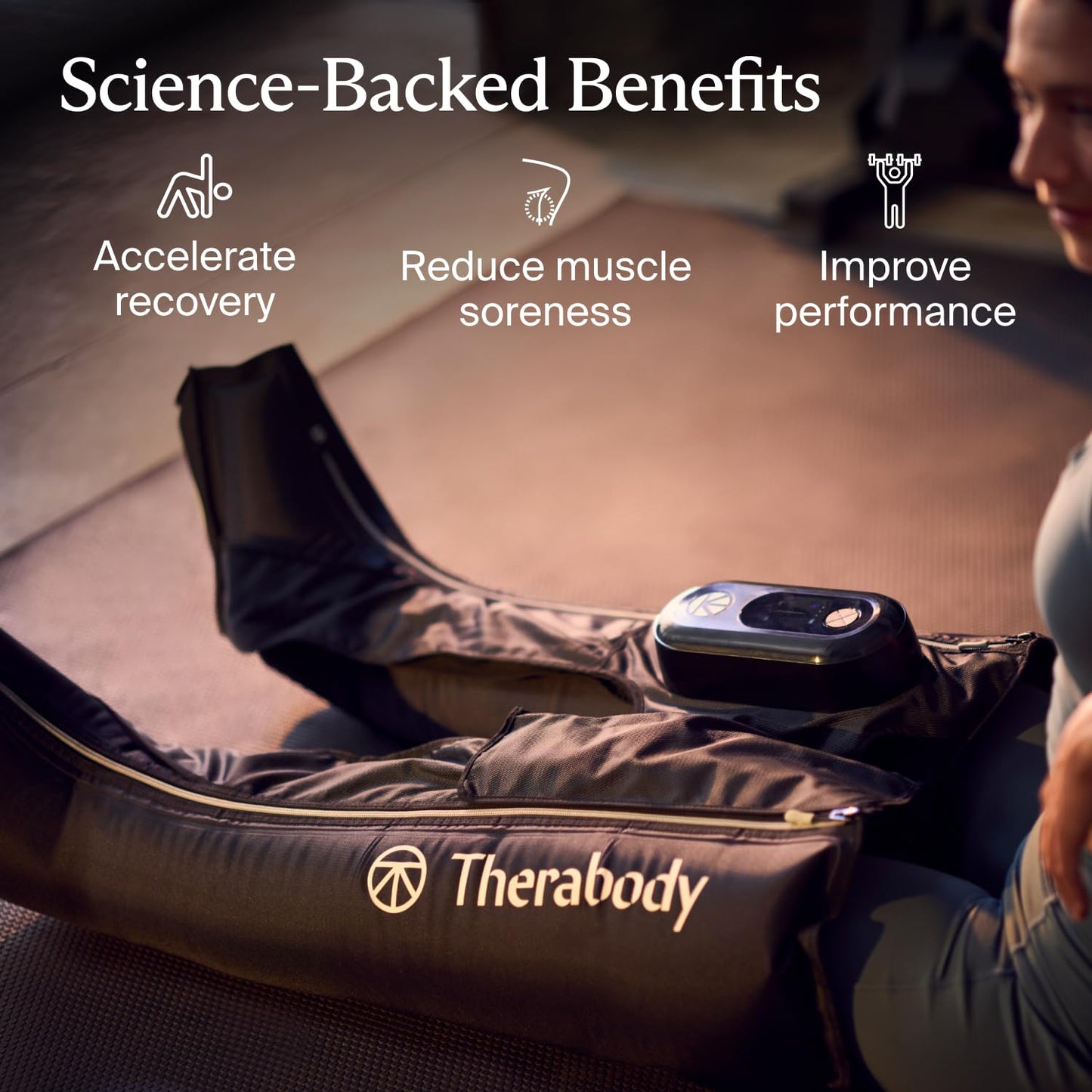 Therabody JetBoots Prime Ultra-Portable, Wireless Compression Boots for Easy Leg Muscle Recovery - Calf, Leg & Thigh Compression Sleeve with Customizable Treatments (Regular)