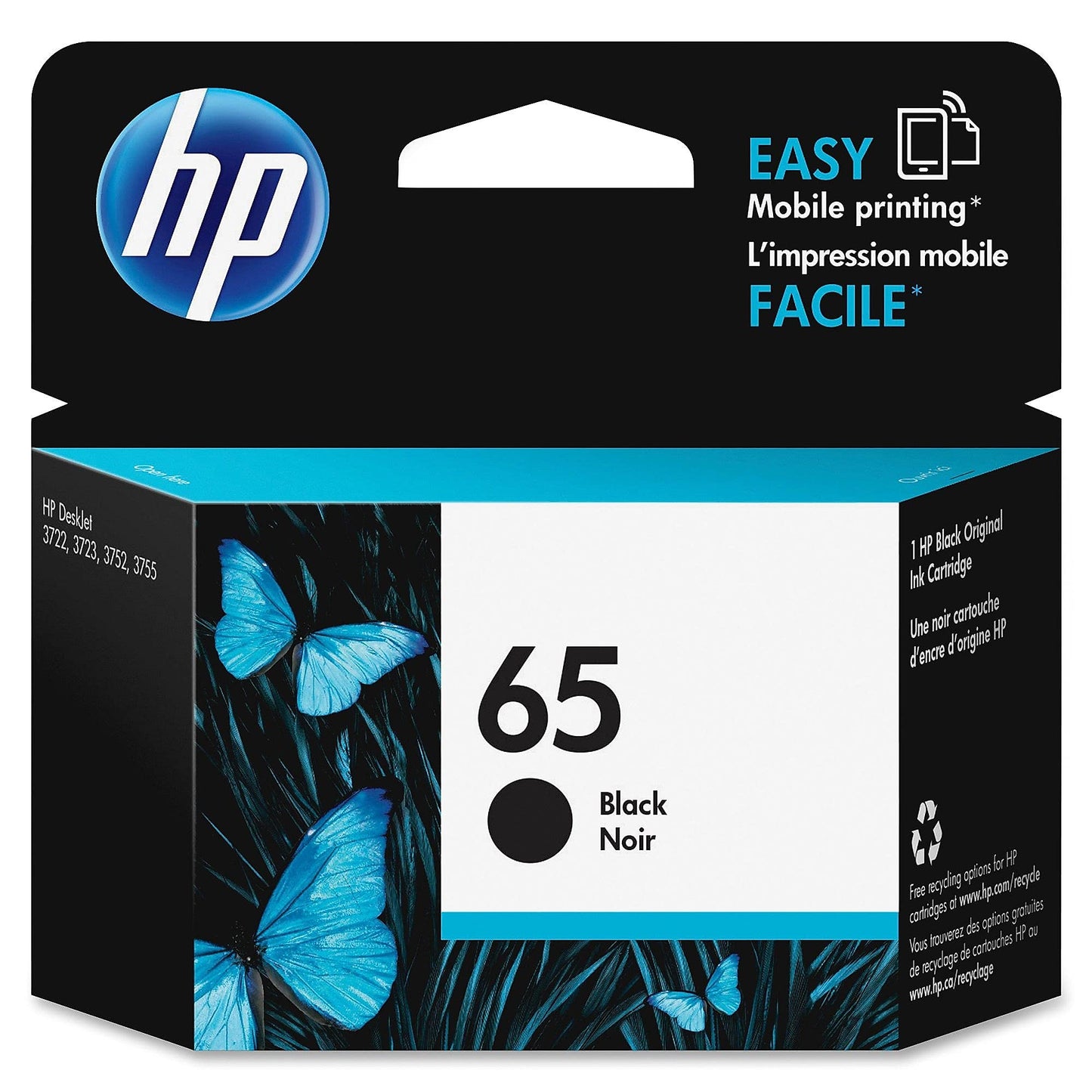 Original HP 65XL Black High-yield Ink Cartridge | Works with HP AMP 100 Series, HP DeskJet 2600, 3700 Series, HP ENVY 5000 Series | Eligible for Instant Ink | N9K04AN